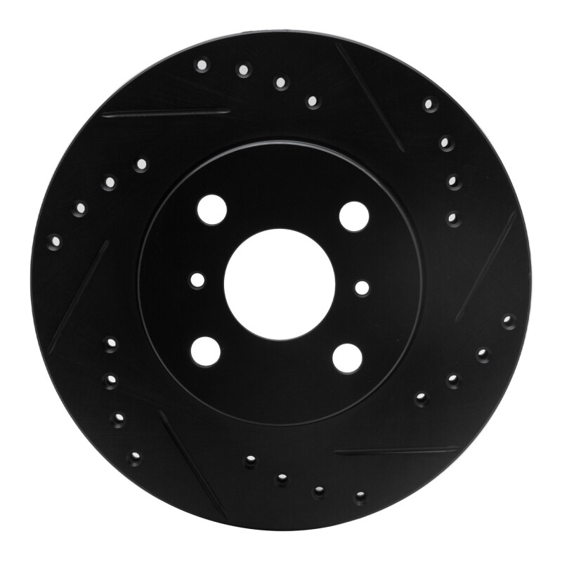 Chevrolet Prizm Brake Rotor (1) - Front Right - R1 Concepts - Drilled & Slotted - Black - `93-`02